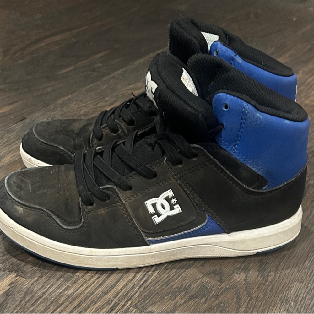 DC Kids Black and Blue High-Top Sneakers